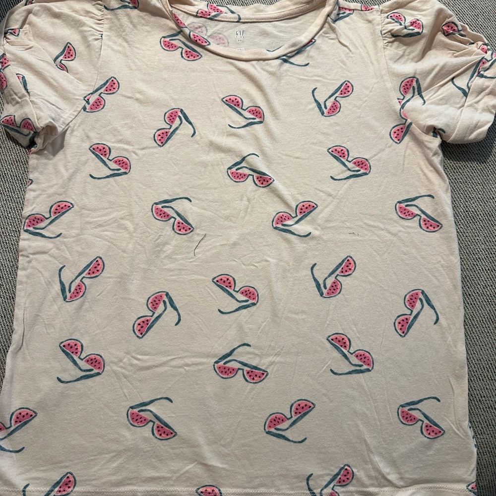 GAP Kids Cream T-Shirt with Pink and Blue Watermelon Print